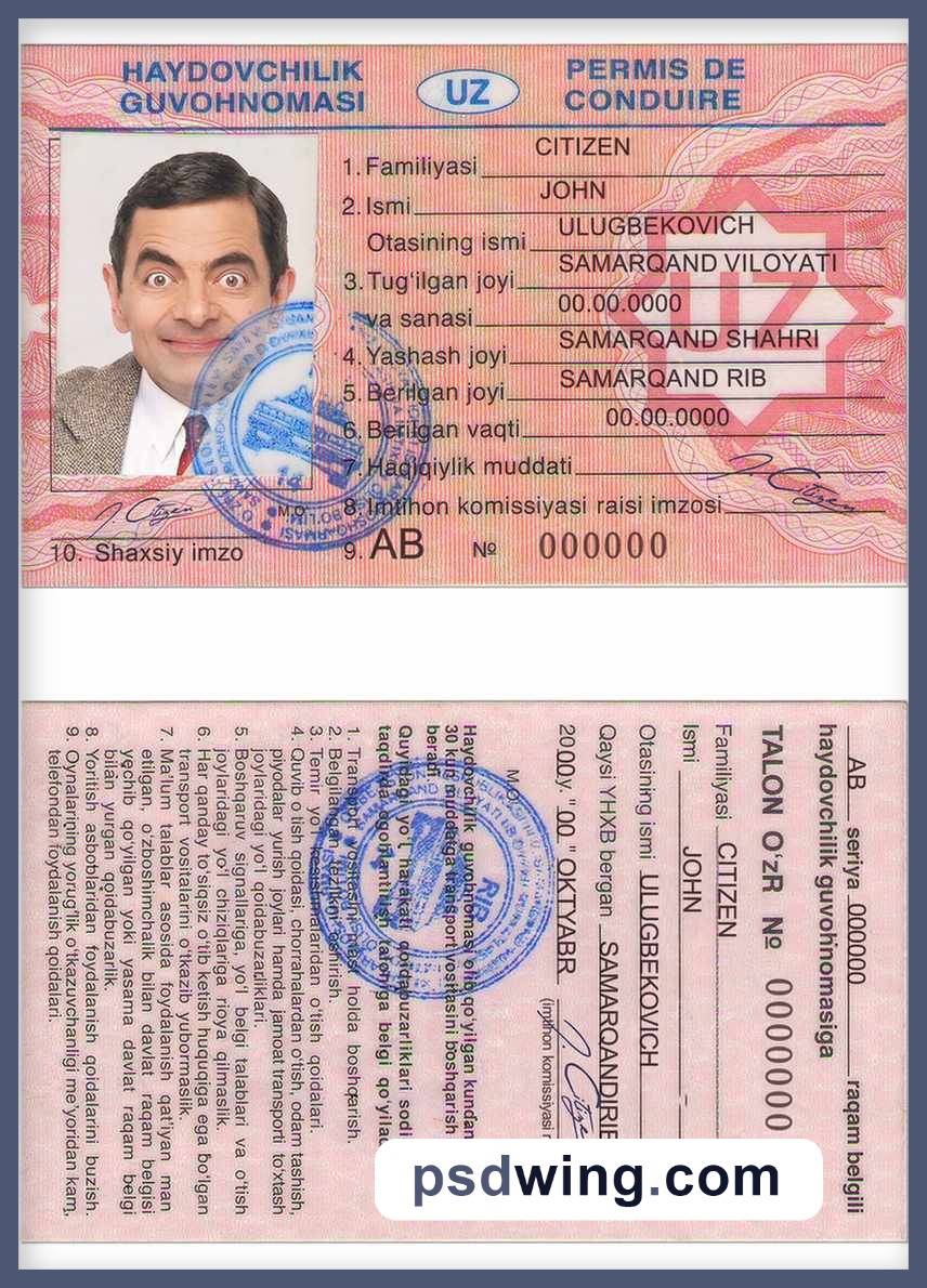 Uzbekistan Driving License